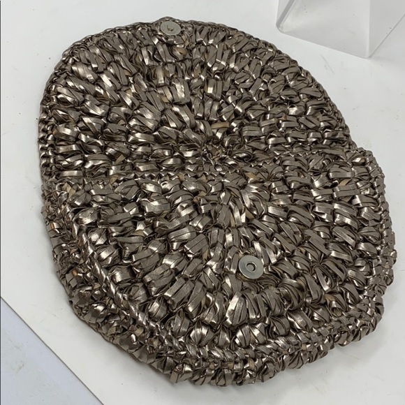 Paula Ferber Metallic Pewter Leather Woven Bag